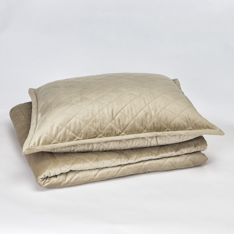 King Size Indigo Linen Quilted Coverlet Set with Euro Shams