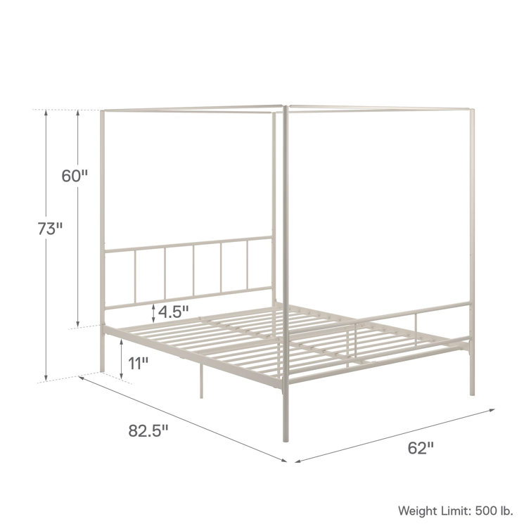 Marion Queen White Metal Canopy Platform Bed with Headboard