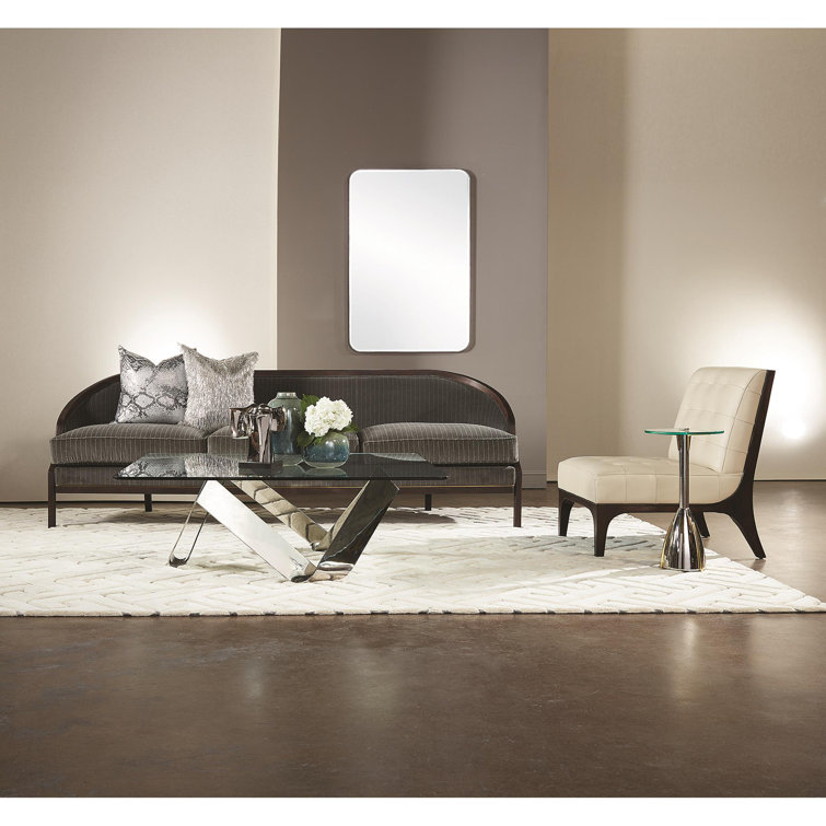Elegant Rectangular Wood & Silver Wall Mirror with Nickel Frame