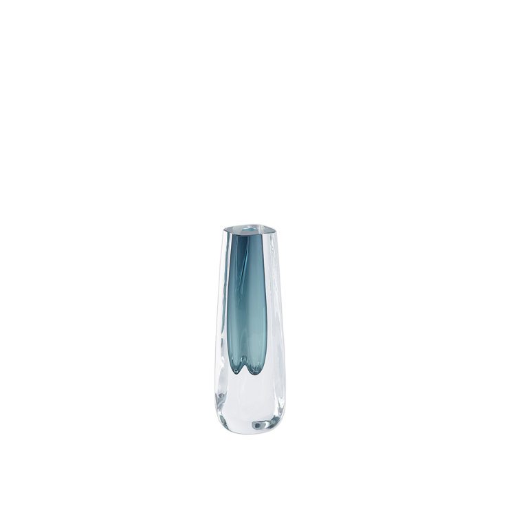 Mid-Century Modern Azure Cut Glass Decorative Table Vase
