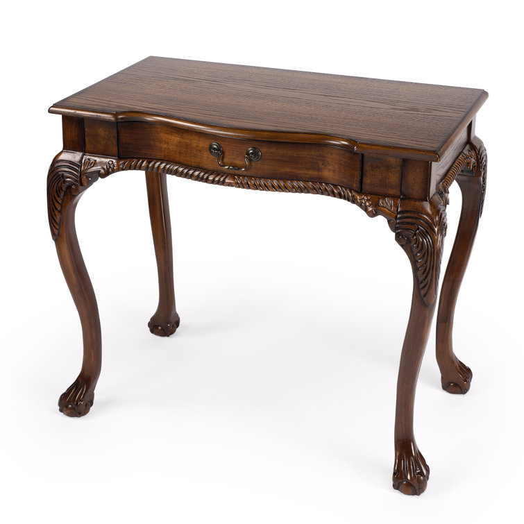 Vintage Oak Hand-Carved Writing Desk with Spacious Drawer