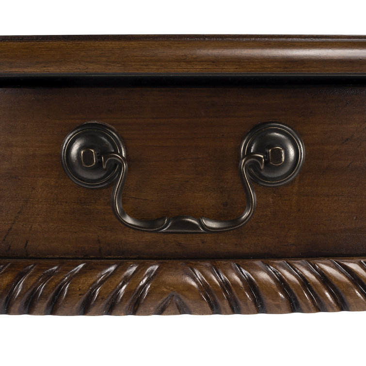 Vintage Oak Hand-Carved Writing Desk with Spacious Drawer