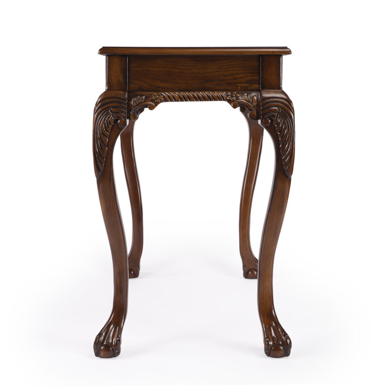 Vintage Oak Hand-Carved Writing Desk with Spacious Drawer