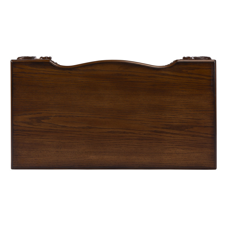 Vintage Oak Hand-Carved Writing Desk with Spacious Drawer