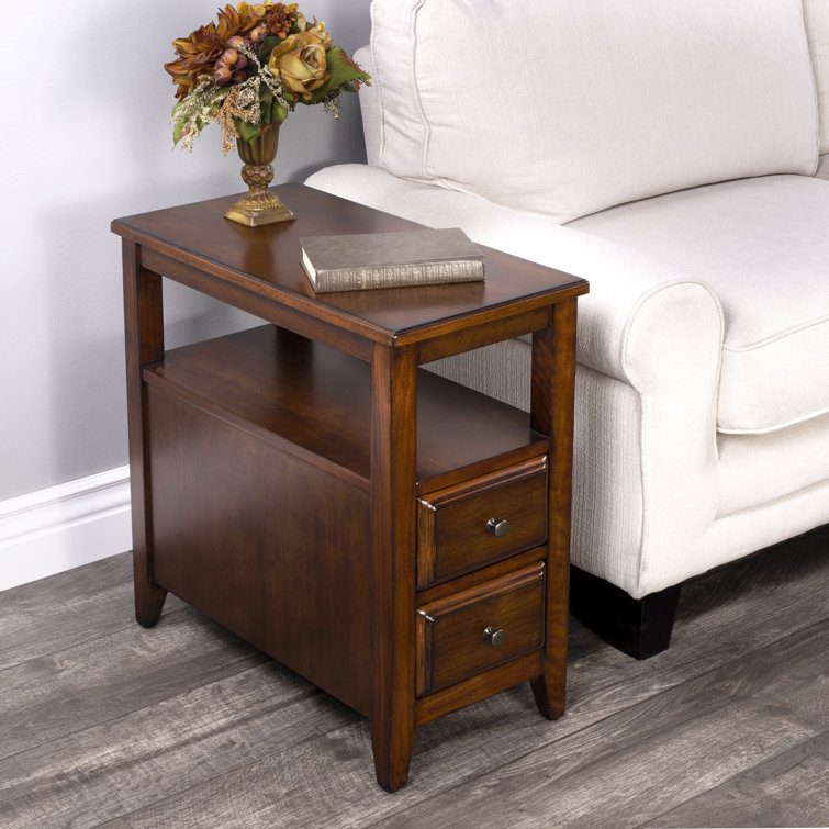 Marcus Antique Cherry Rectangular Wood Side Table with Storage