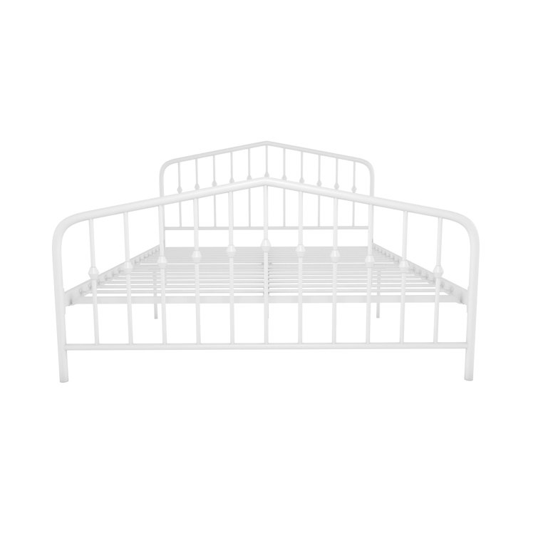 Bushwick Queen Warm Creamy White Metal Bed with Slats