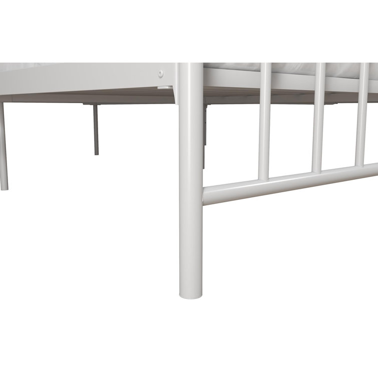 Bushwick Queen Warm Creamy White Metal Bed with Slats
