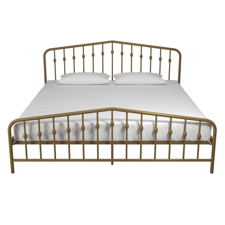 Bushwick Gold King Metal Platform Bed with Headboard