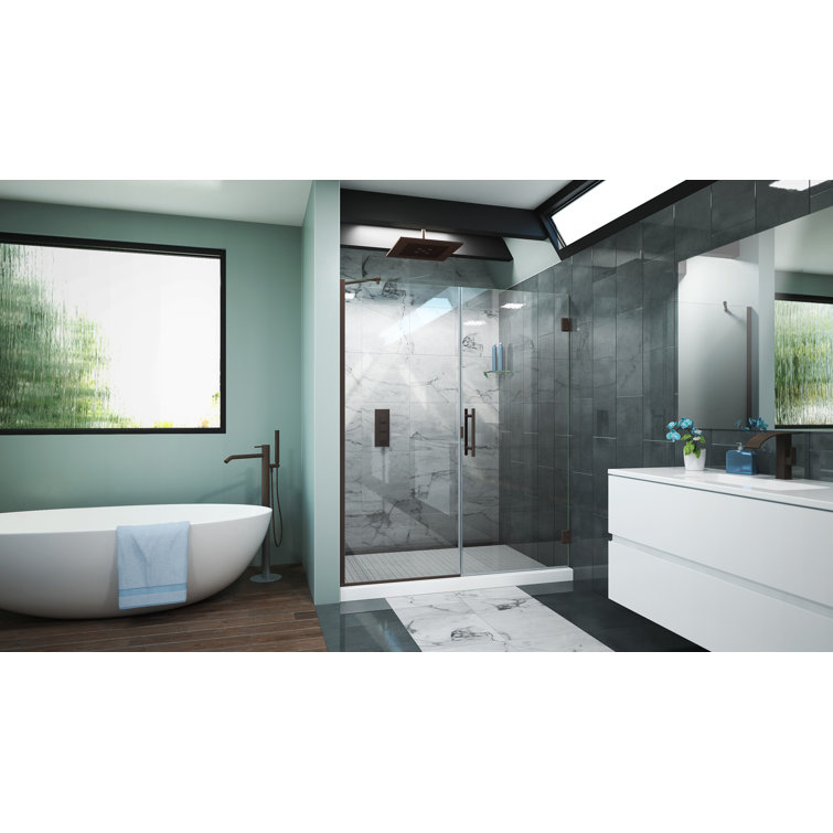 Scottsdale Oil-Rubbed Bronze Frameless Hinged Shower Door with Clear Glass