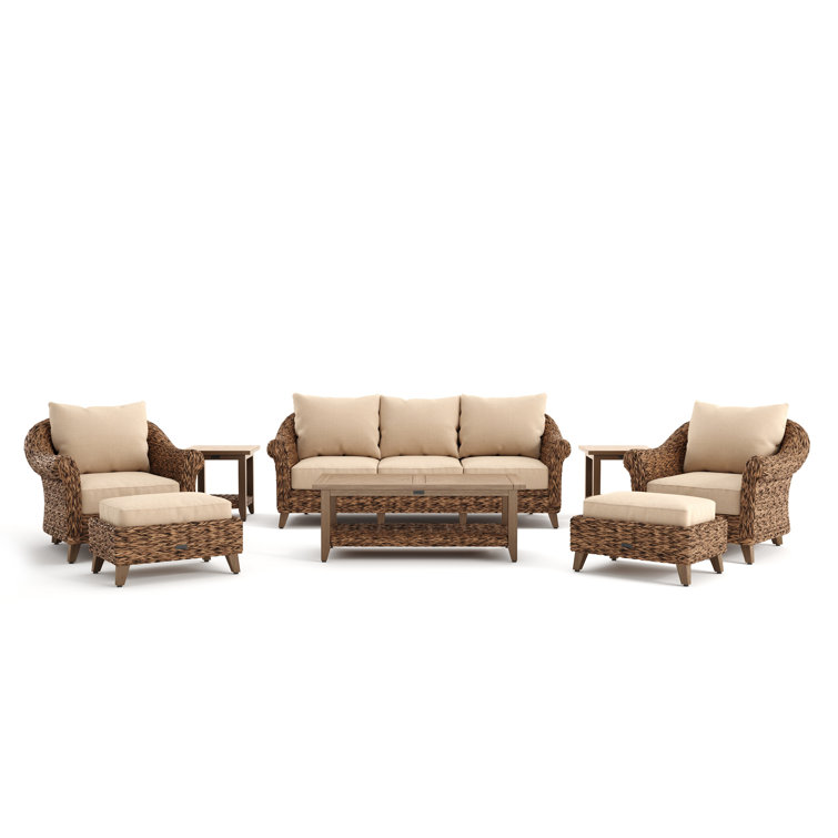 Heritage Brown Wicker 8-Piece Outdoor Seating Set with Cushions