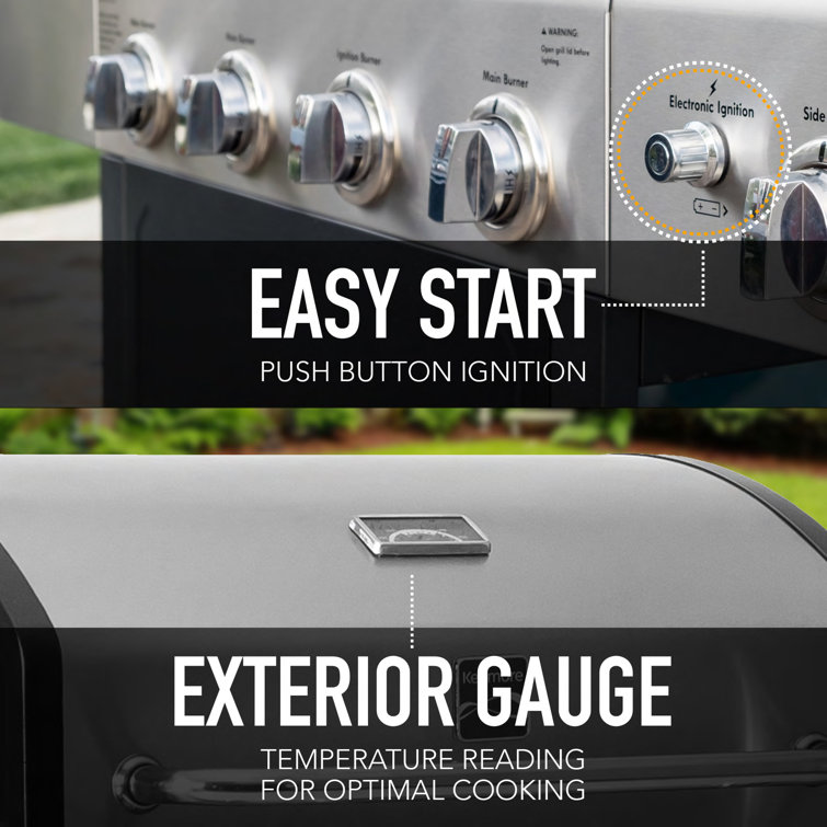 Kenmore 4-Burner Stainless Steel Propane Gas Grill with Side Burner