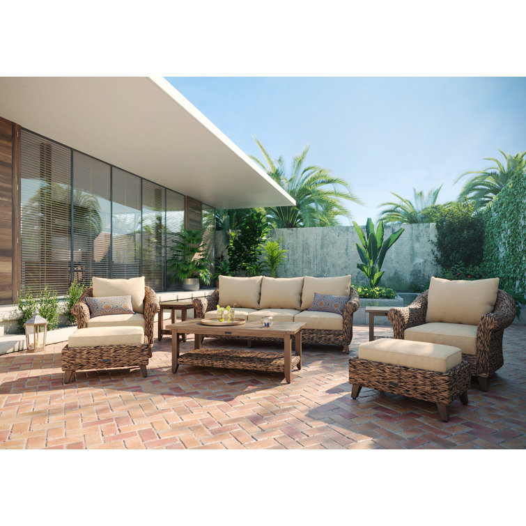 Heritage Brown Wicker 8-Piece Outdoor Seating Set with Cushions