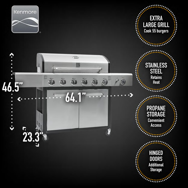 Kenmore XL Stainless Steel Propane Gas Grill with Side Burner