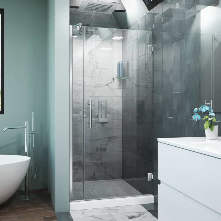 Scottsdale 34" x 72" Polished Chrome Frameless Hinged Shower Door with Clear Glass