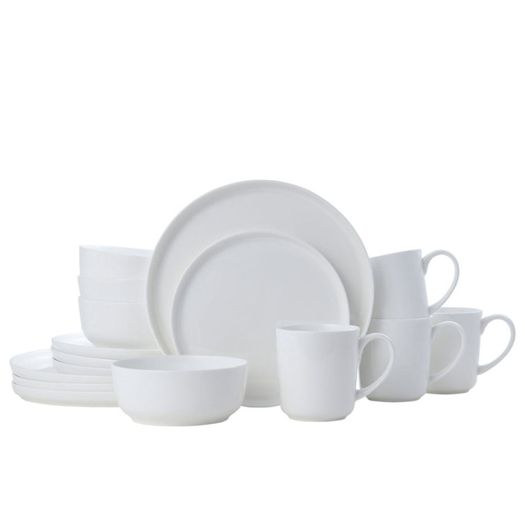 White Porcelain Glossy Round Dinnerware Set for 4