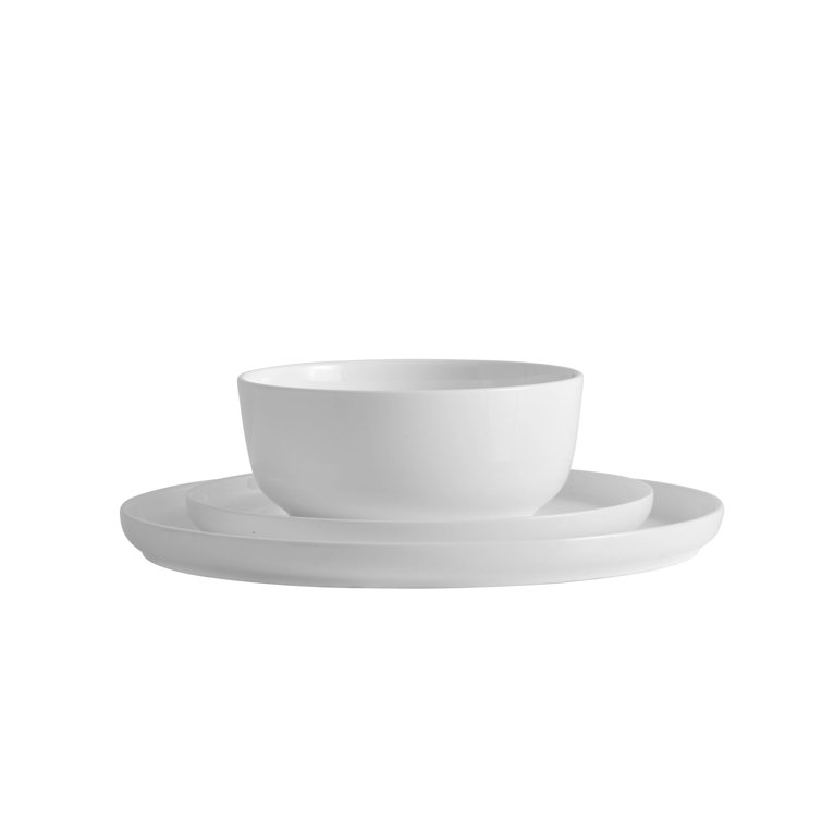 White Porcelain Glossy Round Dinnerware Set for 4
