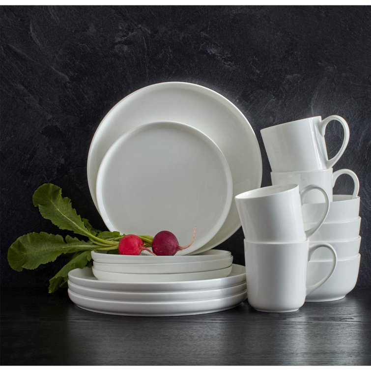 White Porcelain Glossy Round Dinnerware Set for 4