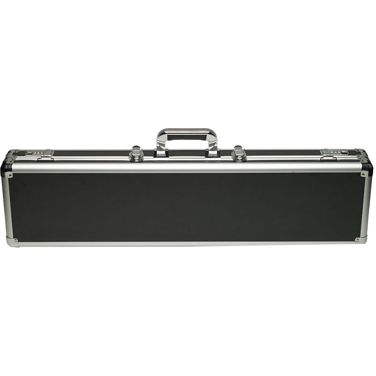 Black Polyurethane and Stainless Steel Hard Pool Cue Case