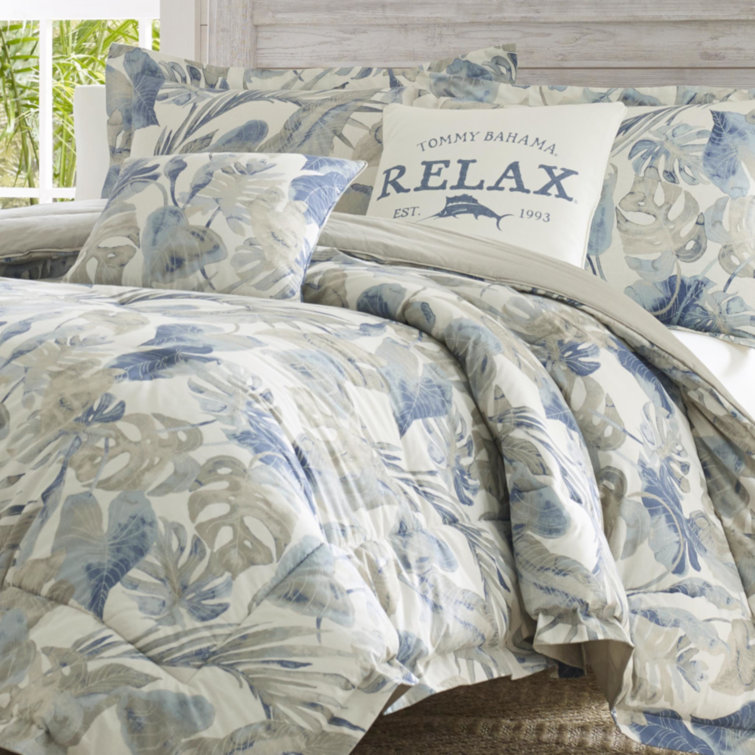 Coastal Indigo Blue Queen Comforter Set with Bonus Throw Pillows