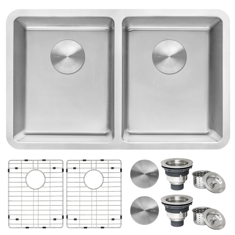 Modena 28'' Double Bowl Undermount Stainless Steel Kitchen Sink