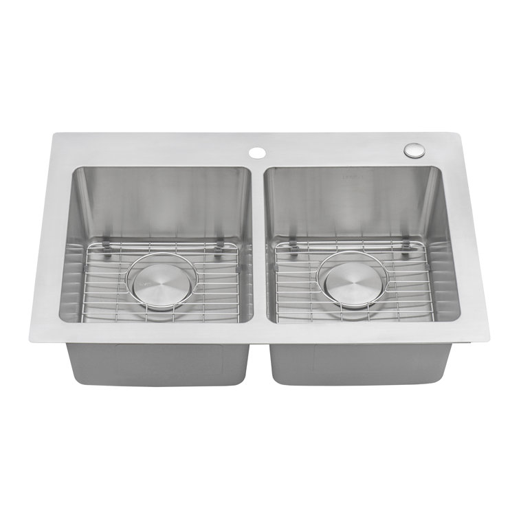 Ruvati 37" Stainless Steel Double Bowl Drop-In Kitchen Sink