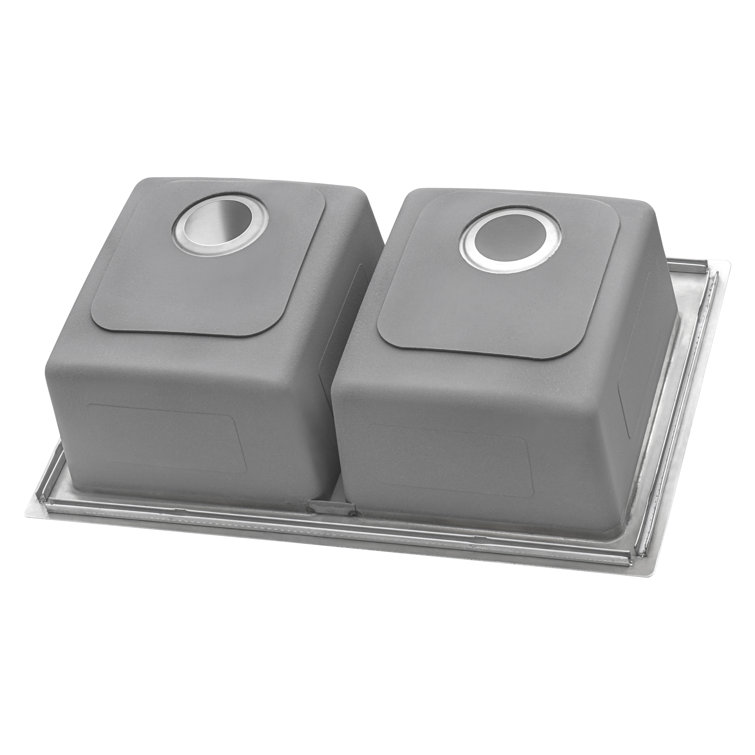 Ruvati 37" Stainless Steel Double Bowl Drop-In Kitchen Sink