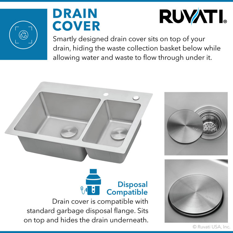 Ruvati 37" Stainless Steel Drop-In Double Bowl Kitchen Sink