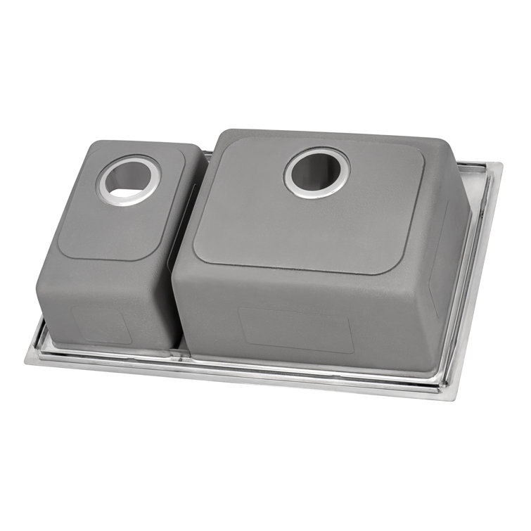 Ruvati 37" Stainless Steel Drop-In Double Bowl Kitchen Sink