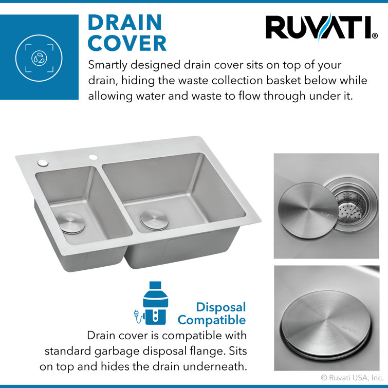 Ruvati 37" Stainless Steel Drop-In Double Bowl Kitchen Sink