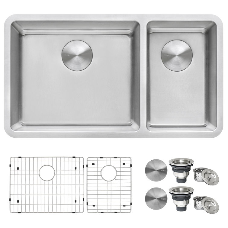 35-Inch Stainless Steel Double Bowl Drop-In Kitchen Sink