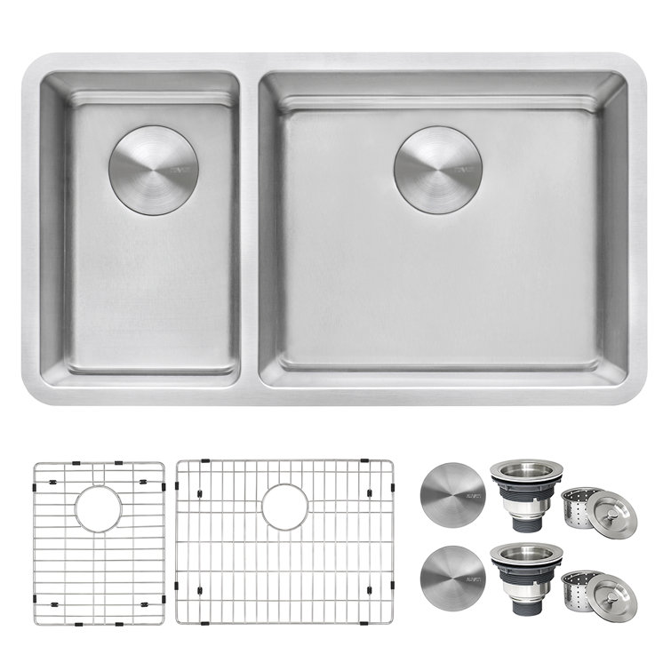 Ruvati 35-inch Drop-in Double Bowl Stainless Steel Kitchen Sink