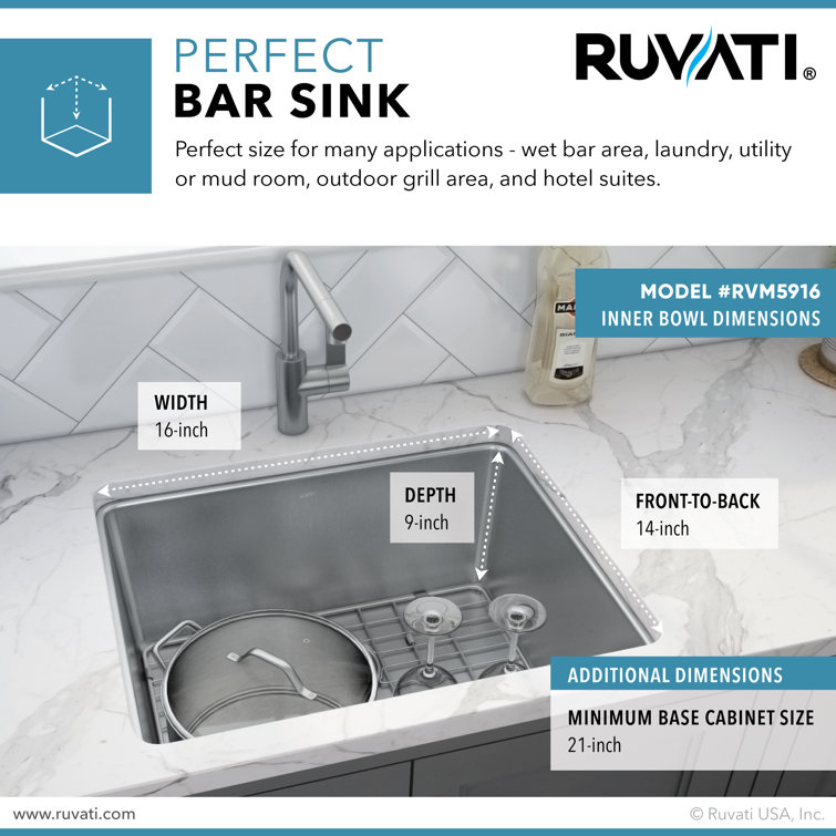 Ruvati 18" Stainless Steel Undermount Bar Prep Sink