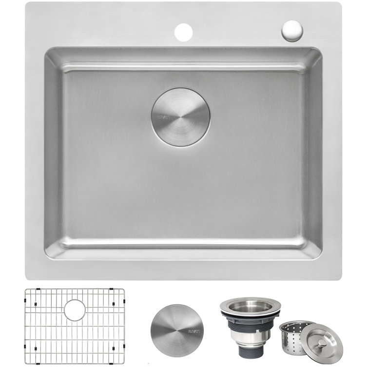 23 x 20 Inch Stainless Steel Drop-In Single Bowl Kitchen Sink