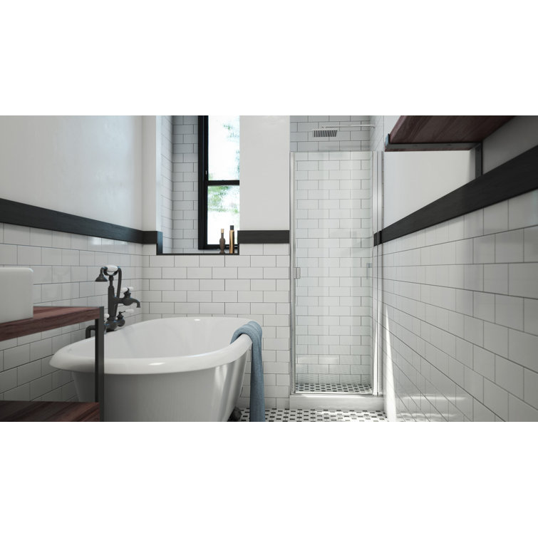 Chrome Semi-Frameless Hinged Shower Door with Clear Glass