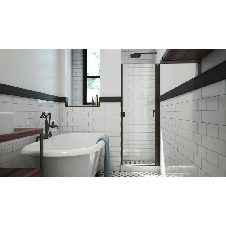 Bronze 28" x 66" Semi-Frameless Hinged Shower Door with Clear Glass
