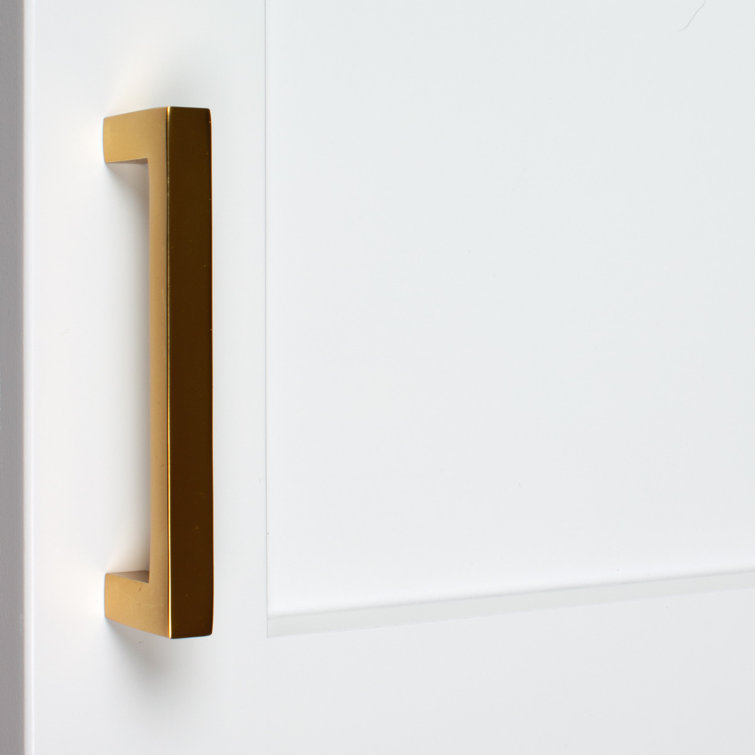 Brass Gold Solid Square Bar Cabinet Pulls, 5-inch Pack of 10