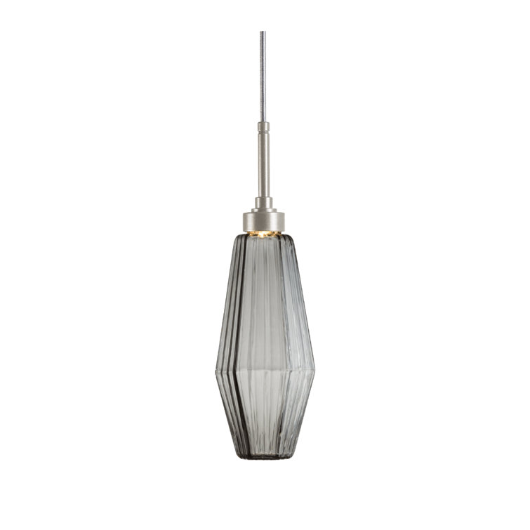 Aalto Mini Drum Island Pendant in Gilded Brass with Optic Rib Smoke Glass
