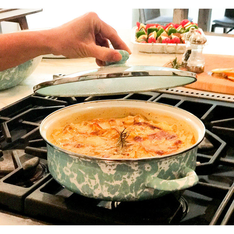 Gray and White Swirl Non-Stick Aluminum Saute Pan with Glass Lid