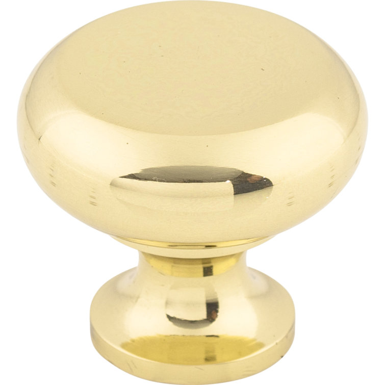 Polished Brass Round Mushroom Cabinet Knob with Mounting Hardware
