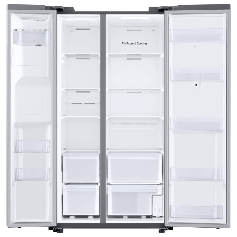 Stainless Steel Smart Side-by-Side Refrigerator with Media Center