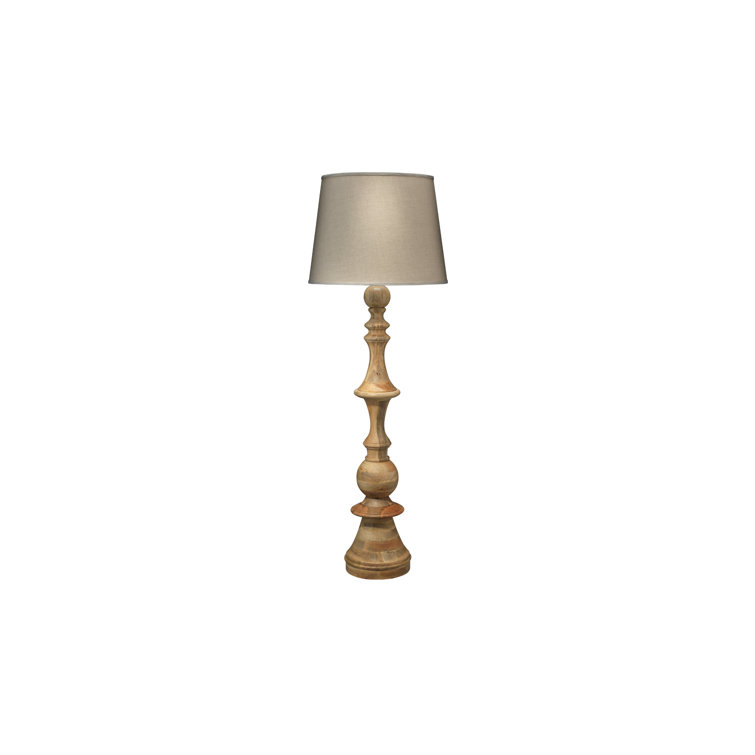 Natural Wood & Linen Shade 72" Edison Floor Lamp with 3-Way Switch