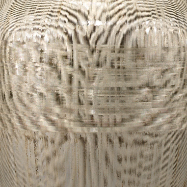 Etched Mercury Glass Table Lamp with White Linen Shade