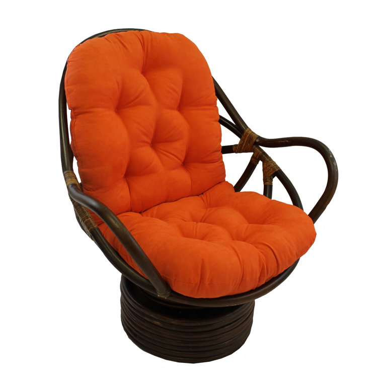 Tangerine Dream Rattan Swivel Rocker with Microsuede Cushion