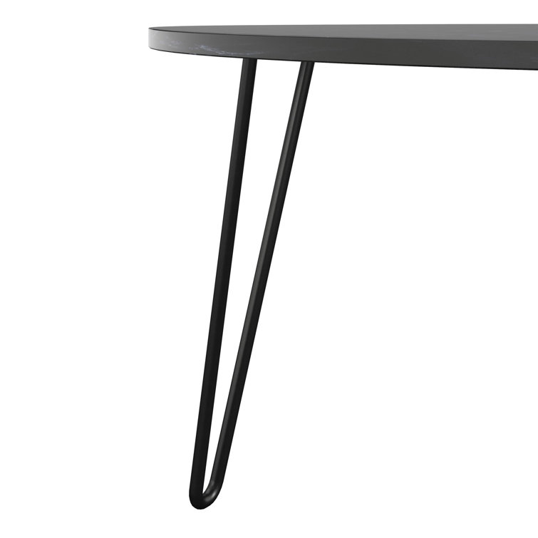 Retro Glam Black Faux Marble & Metal Hairpin Nesting Tables