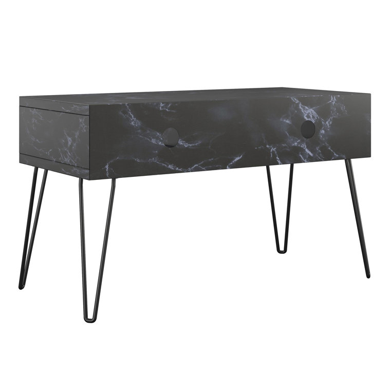 Athena 42'' Sleek Black Faux Marble TV Stand