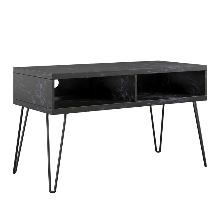 Athena 42'' Sleek Black Faux Marble TV Stand