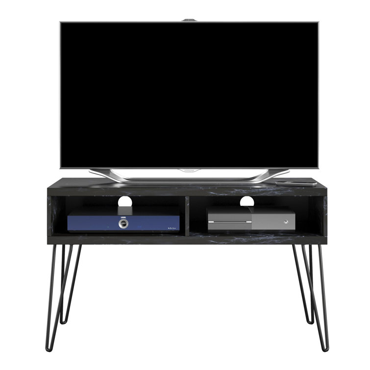 Athena 42'' Sleek Black Faux Marble TV Stand