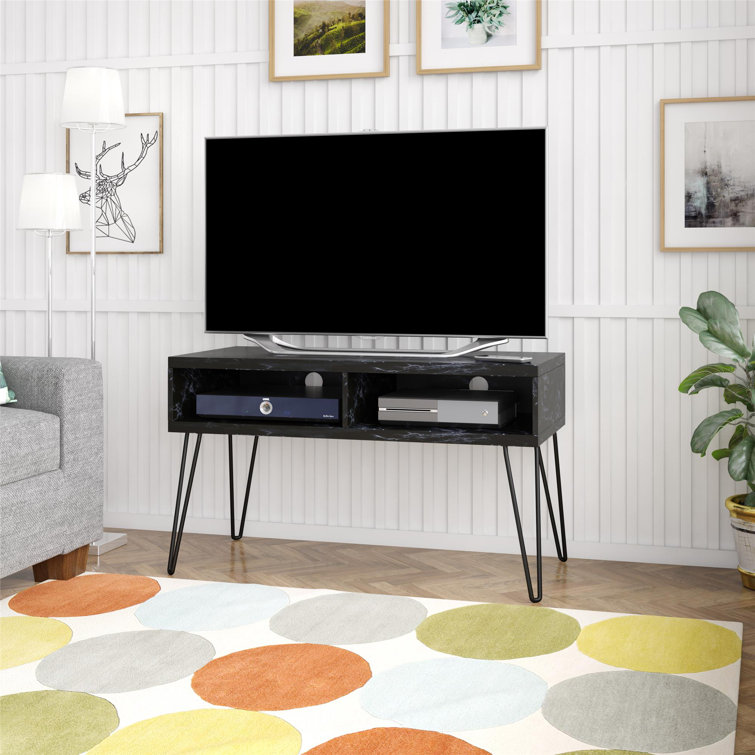 Athena 42'' Sleek Black Faux Marble TV Stand