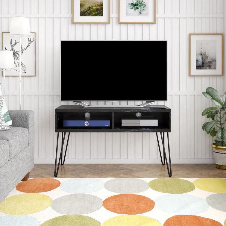 Athena 42'' Sleek Black Faux Marble TV Stand