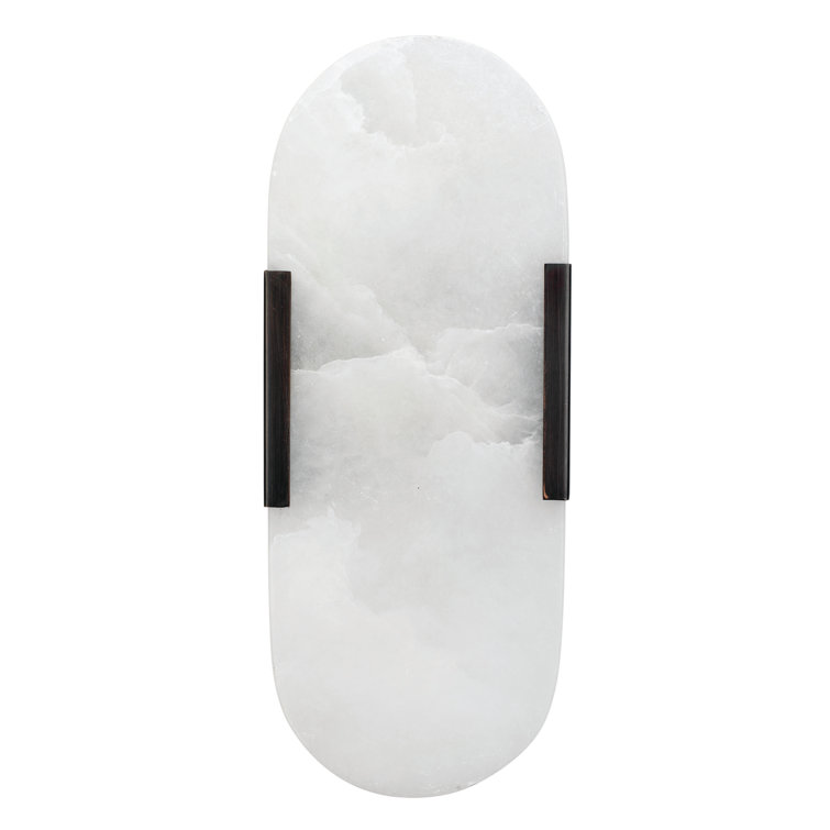 Oil Rubbed Bronze Alabaster Oval Wall Sconce